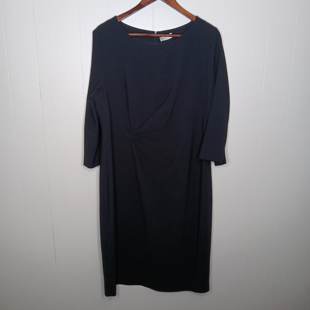 St. Emile Sheath Dress Womens Size 14 Black Twist Front Office Work Quiet Luxury